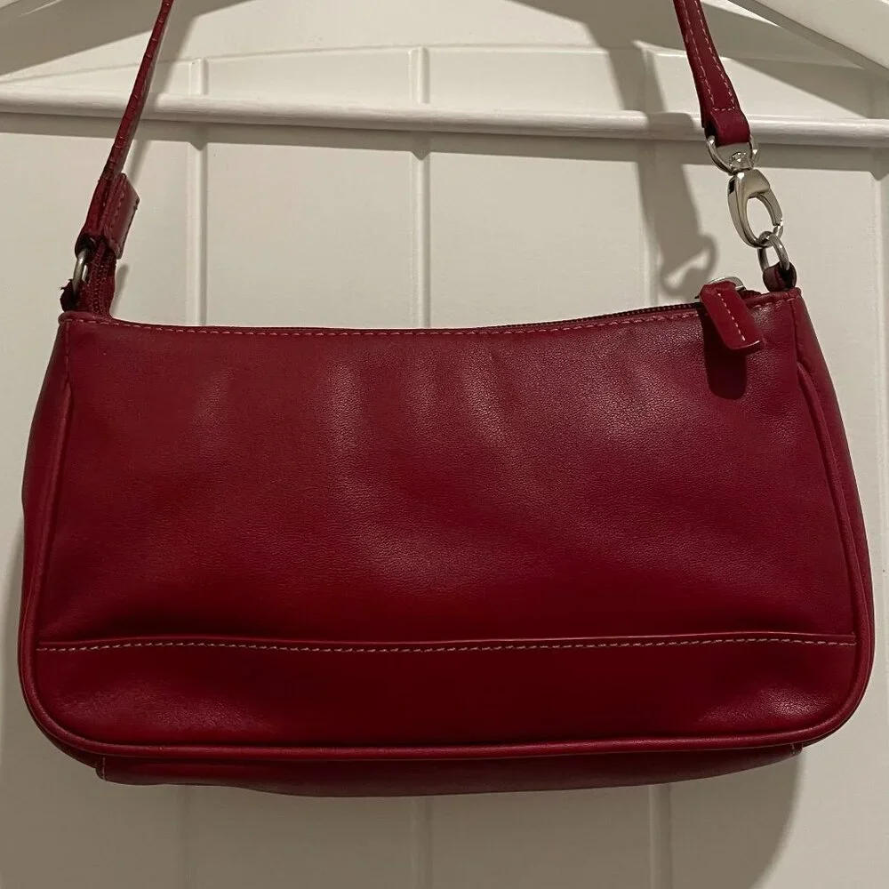 Red Leather Shoulder Bag - Picture 3 of 5